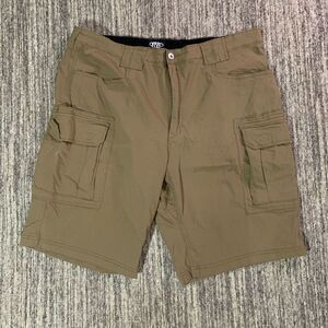 Rugged‎ Wear Mens Size 40 Cargo Shorts Tan Khaki Zip Front Pockets Stretch Hike